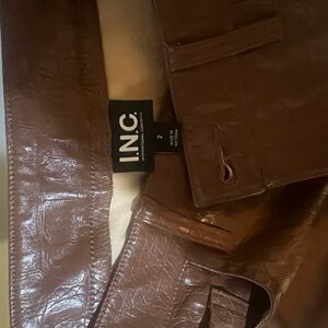 INC International Concepts Women’s Crocodile-Embossed Brown Pants